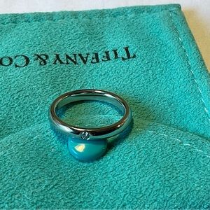 TIFFANY & Co Elsa Peretti Stacking Band Ring 1P Diamond Pt950 Size 5